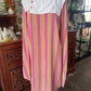 Vintage handmade 90s beige and pink striped sheath dress Size 16-18