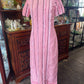 Vintage 80s long pink dress with ribbon and lace  Size 10