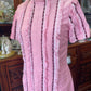 Vintage 80s long pink dress with ribbon and lace  Size 10