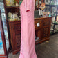 Vintage 80s long pink dress with ribbon and lace  Size 10