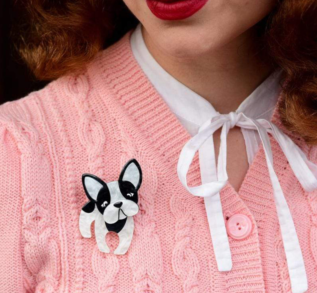 Fabian the French Bulldog brooch by Erstwilder and Louisa Camille