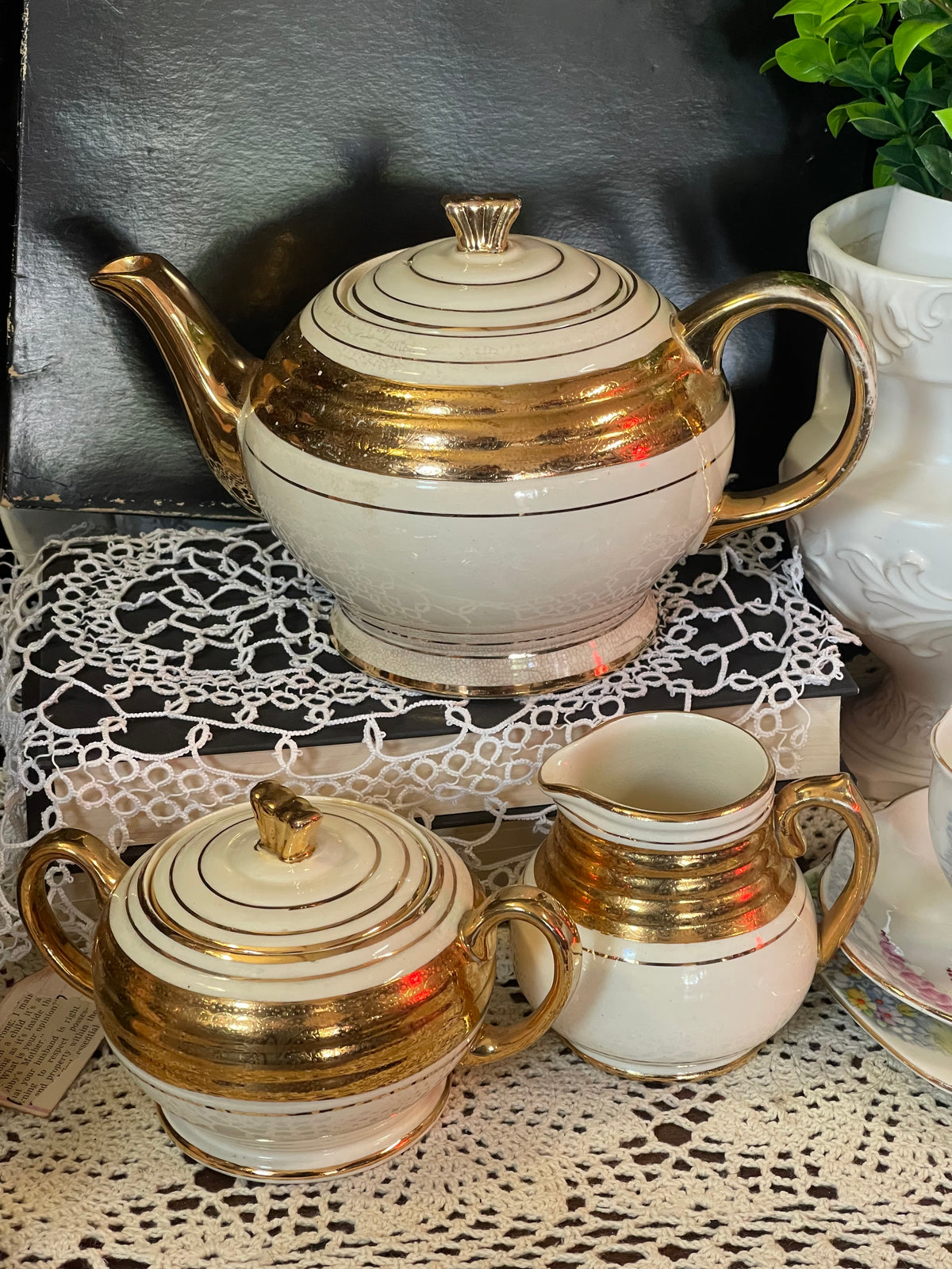Vintage Sadler England Gold Lustre Tea Set – 3 Piece