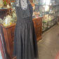 Vintage 1980s black flocked chiffon cocktail dress size 10 90cm Bust