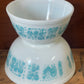 VINTAGE Blue And White Pyrex “Amish Butterprint” Mixing Bowls Set of TWO (2)