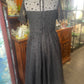 Vintage 1980s does 50s black flocked chiffon cocktail dress size 10 90cm Bust