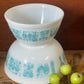 VINTAGE Blue And White Pyrex “Amish Butterprint” Mixing Bowls Set of TWO (2)