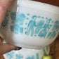 VINTAGE Blue And White Pyrex “Amish Butterprint” Mixing Bowls Set of TWO (2)