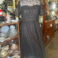 Vintage 1980s black flocked chiffon cocktail dress size 10 90cm Bust