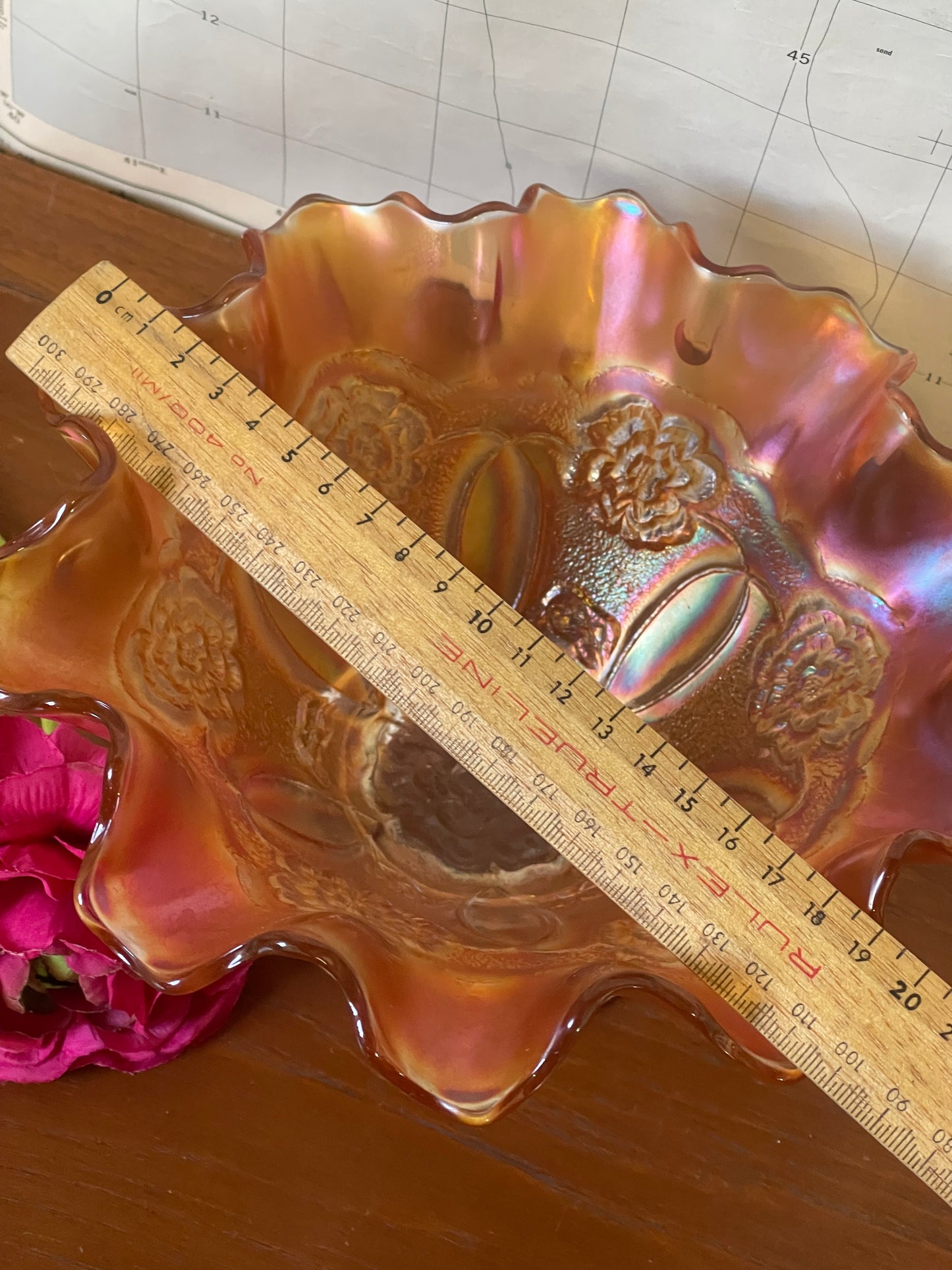 Vintage Dugan Fluted Carnival Marigold Depression Glass Dish