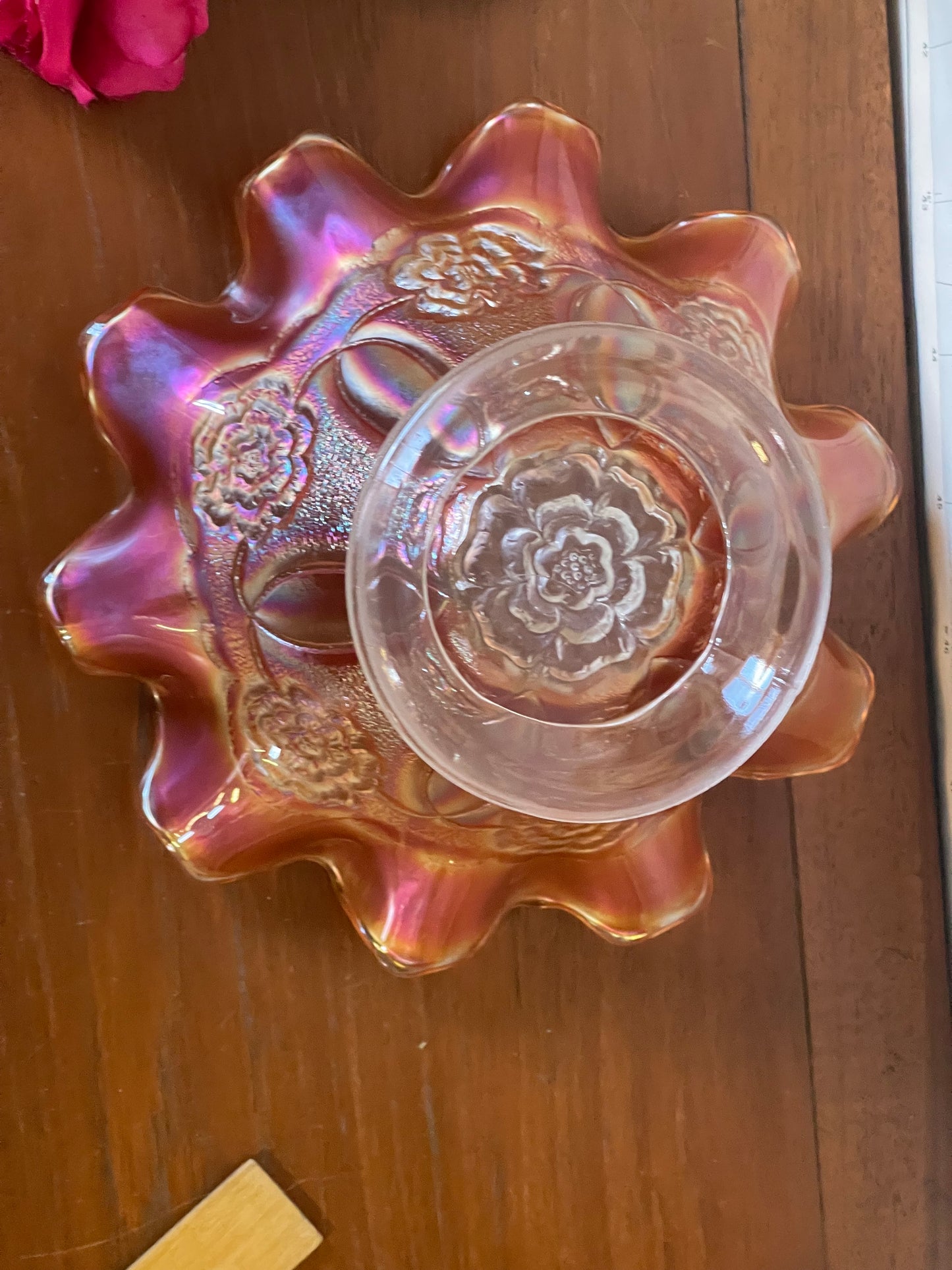 Vintage Dugan Fluted Carnival Marigold Depression Glass Dish