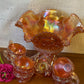 Antique Marigold Carnival Punch Bowl set by Imperial Glass Ohio