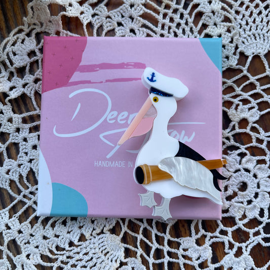 Deer Arrow Pelican Brooch – Handmade in Australia – Original Box