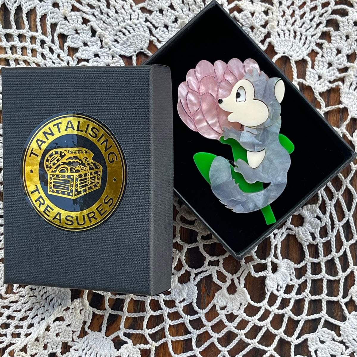 Tantalising Treasures Protea Possum Brooch – Handmade Queensland – Original Box