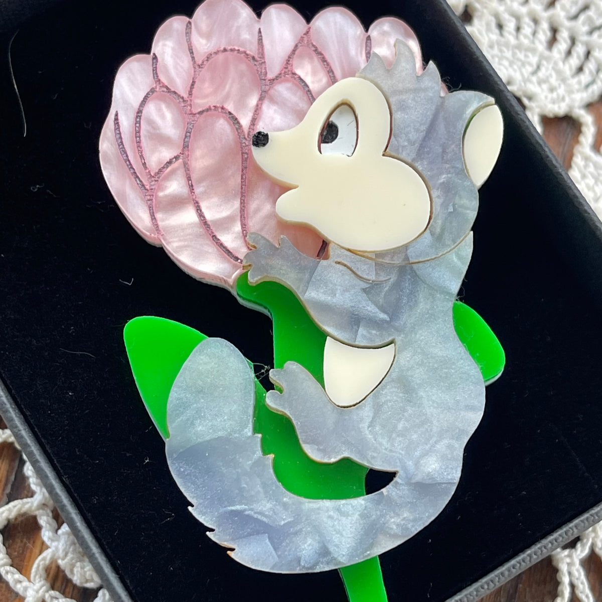 Tantalising Treasures Protea Possum Brooch – Handmade Queensland – Original Box