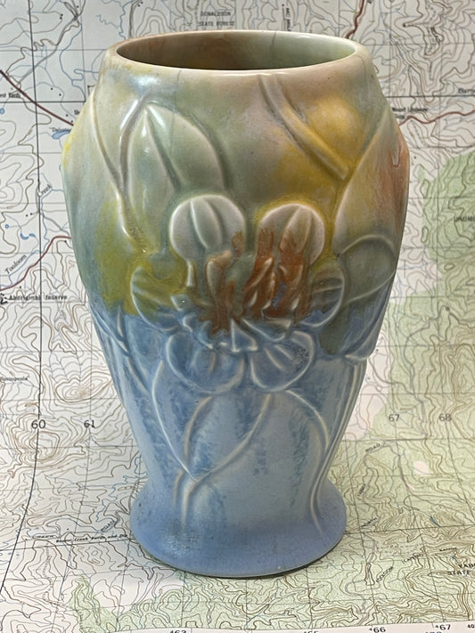 Vintage Art Nouveau Style Relief Pottery Vase – Floral Design