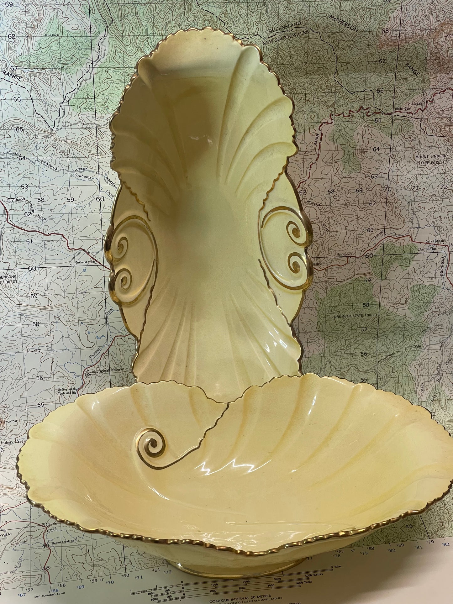 Pair of Vintage Carlton Ware Lemon Yellow Serving Dishes – England