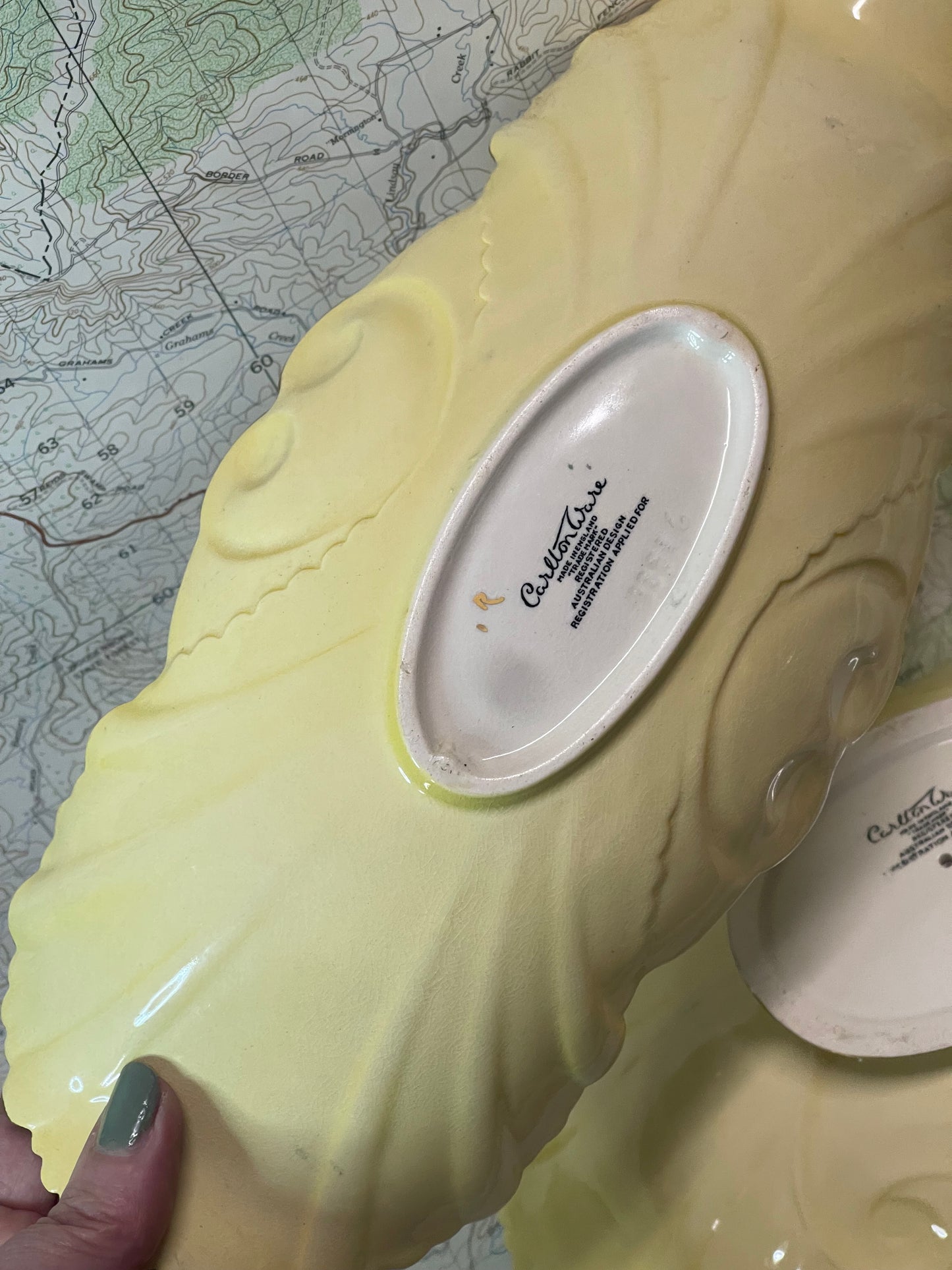 Pair of Vintage Carlton Ware Lemon Yellow Serving Dishes – England