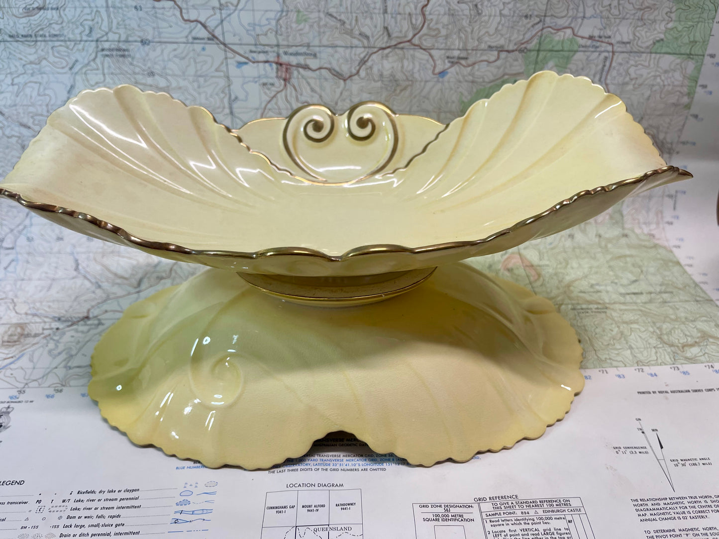 Pair of Vintage Carlton Ware Lemon Yellow Serving Dishes – England