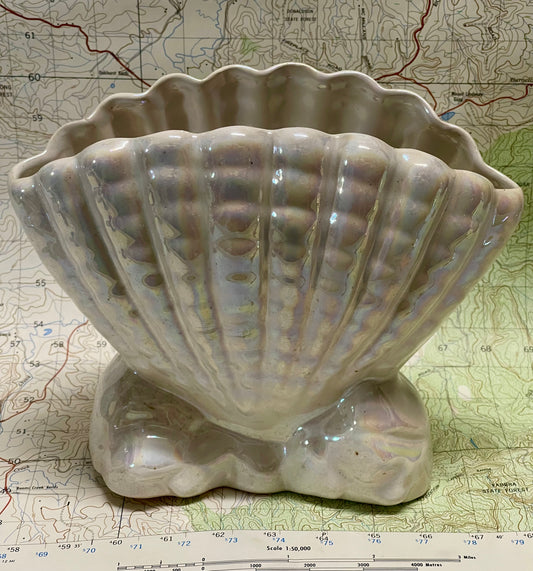 Large Vintage Raynham Lustre Shell Vase / Planter – England c.1950s