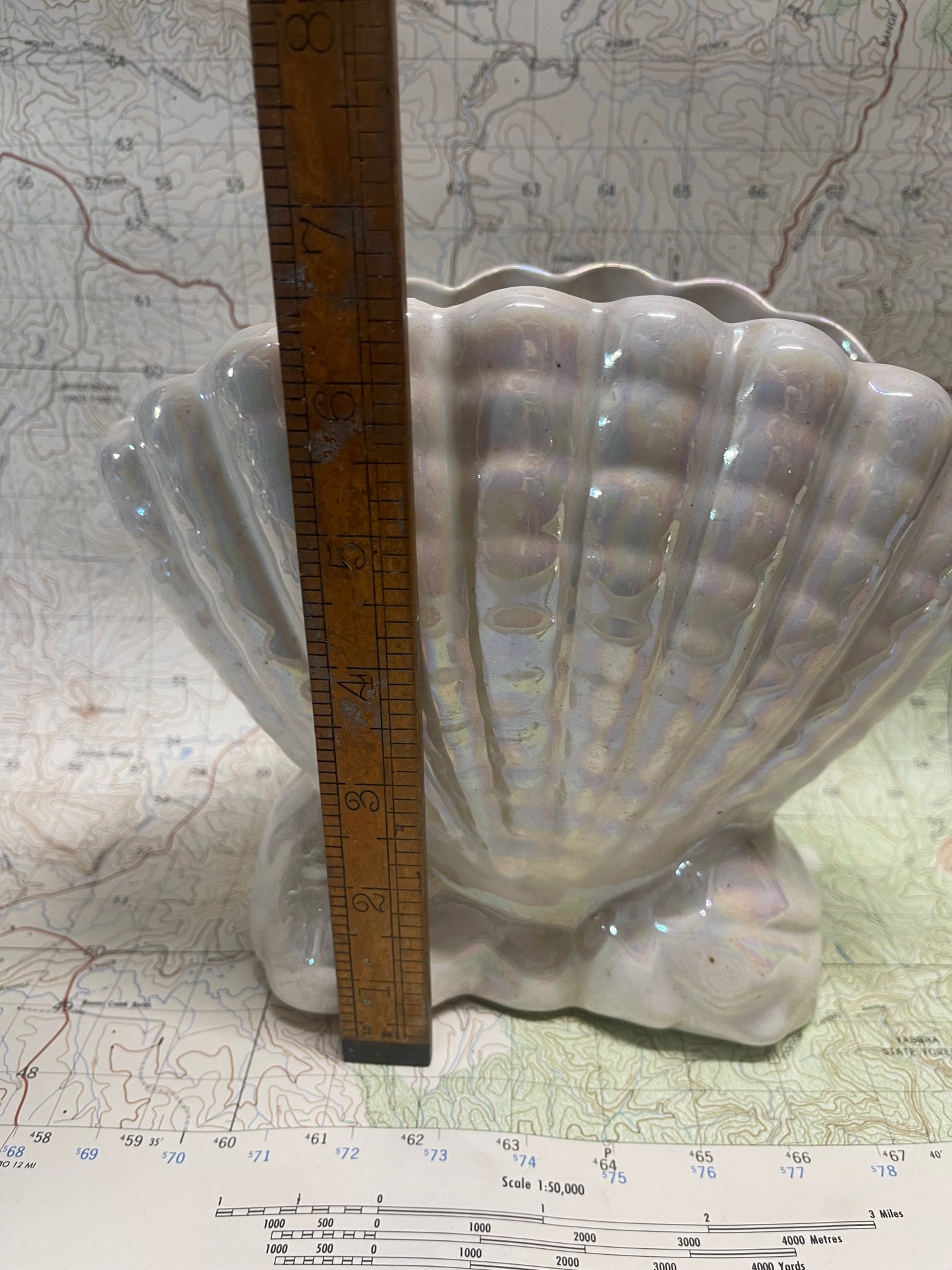 Large Vintage Raynham Lustre Shell Vase / Planter – England c.1950s