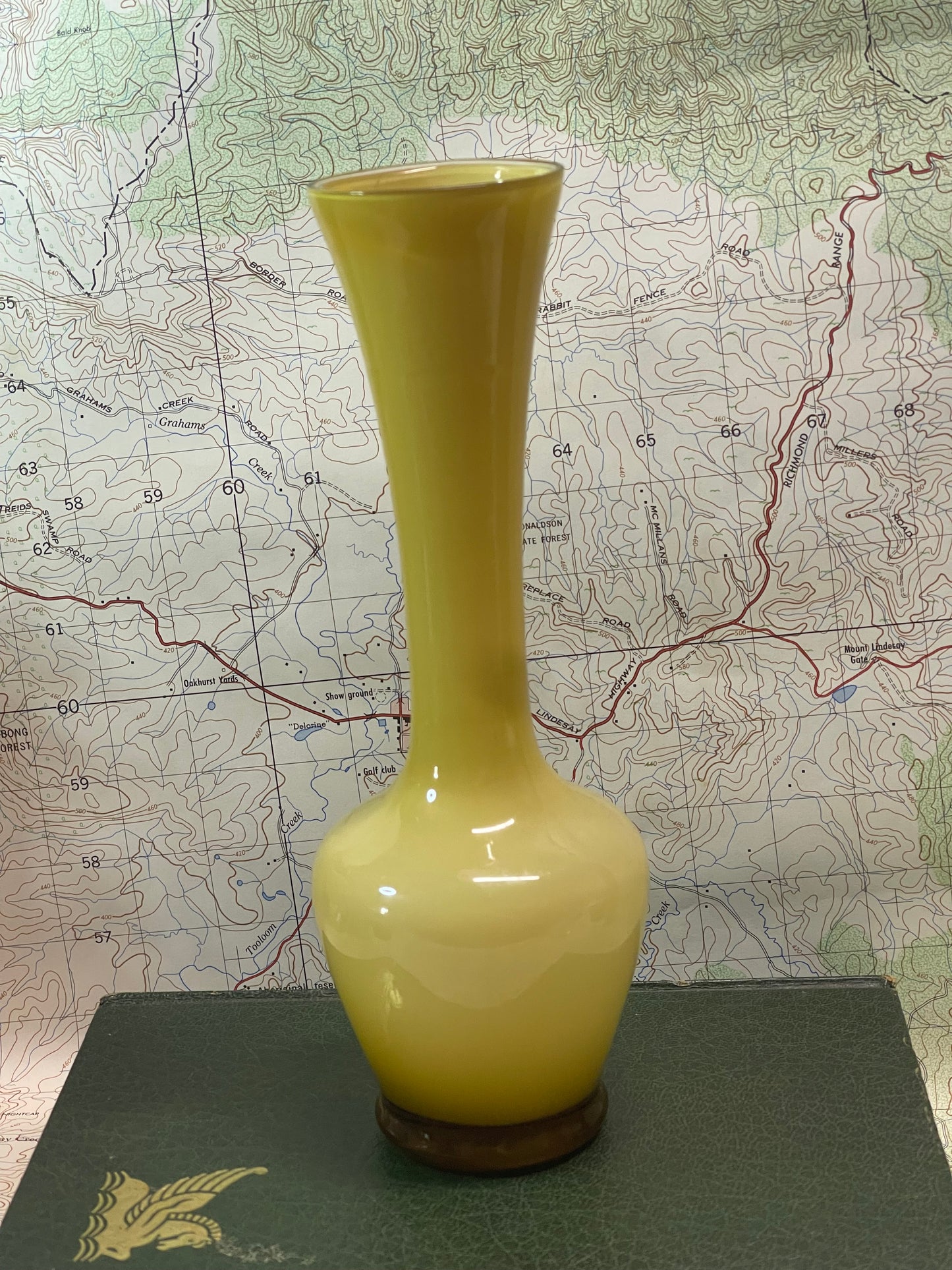 Vintage Yellow Cased Glass Bud Vase – Mid Century