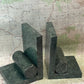 Vintage Green Marble Bookends – Modernist Geometric Design