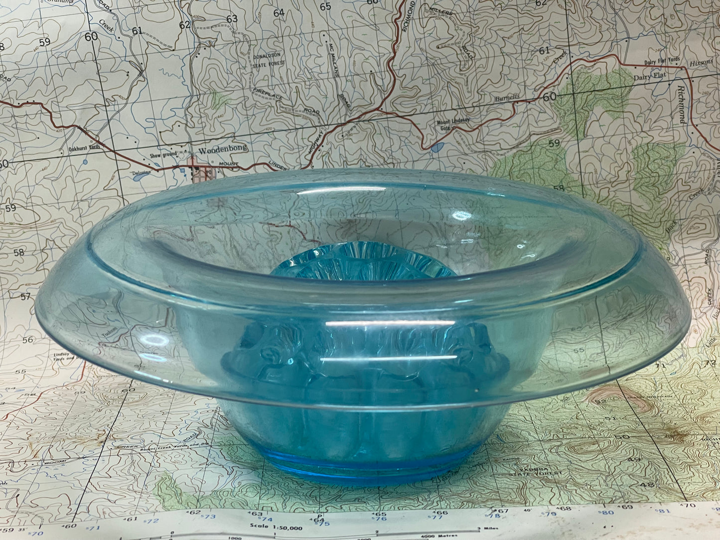 Art Deco Walther Glass Flower Frog Bowl – Czech Pressed Glass (c.1930s)