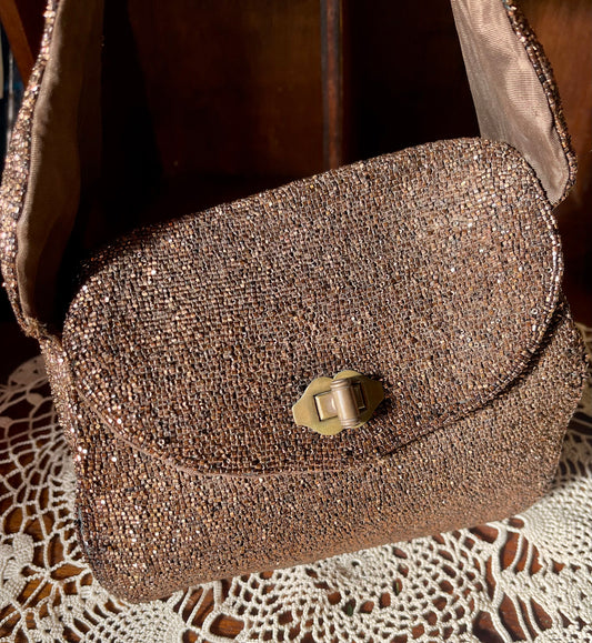 Vintage 1950s French Bronze Beaded Evening Bag