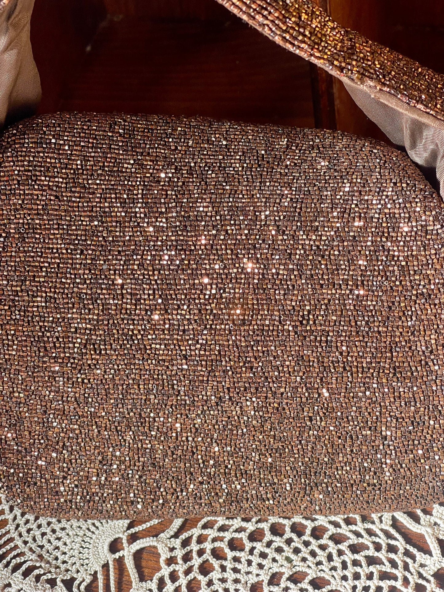 Vintage 1950s French Bronze Beaded Evening Bag