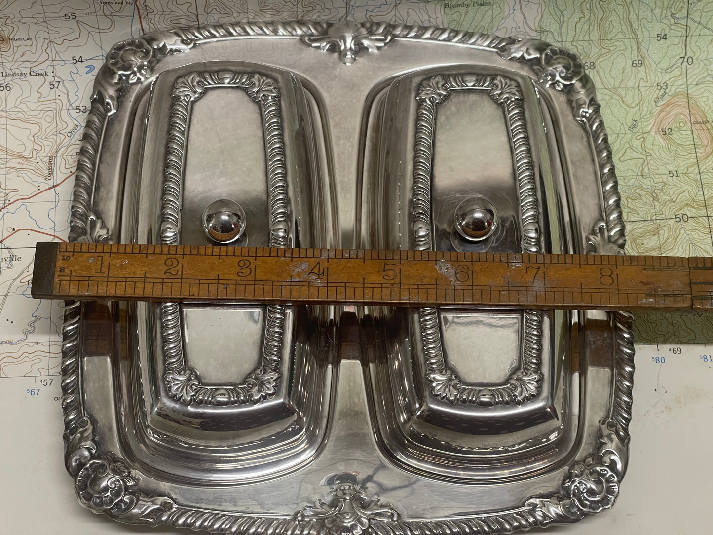 Vintage Silverplate Double Butter Dish Set with Tray - Atlanta Plate by Paramount (c.1940s–1950s)