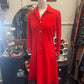Vintage 70s red wool jersey shirt waist dress, size 10-12