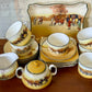 Vintage 1930s Royal Doulton Yellow Door Coaching Days Tea Set for Six