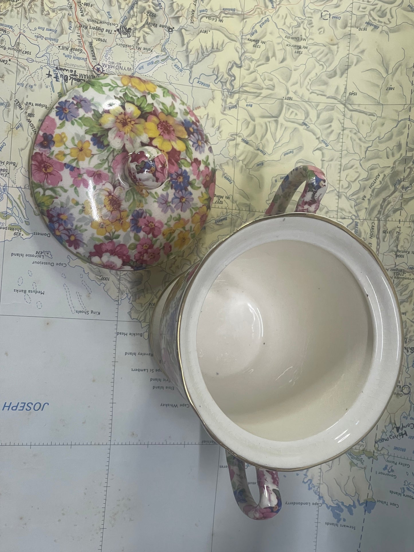 James Kent “Du Barry” Chintz Teapot & Sugar Bowl Set (England)