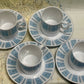 Blue Pattern Espresso Cups & Saucers — Set of 4 (1980s)