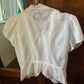 Edwardian–Early 1920s White Lawn Blouse with Lace and Embroidered Sprigs