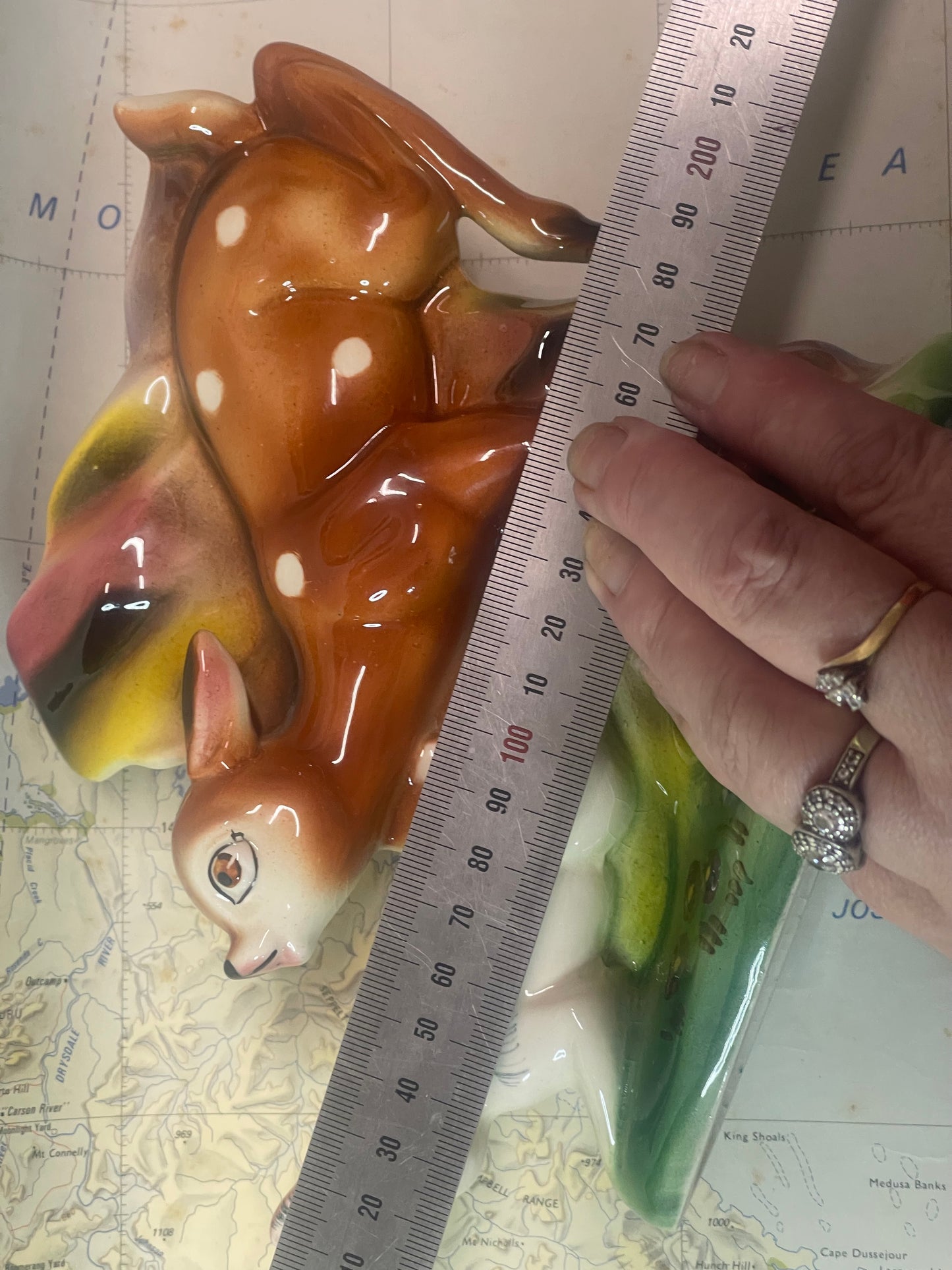 Vintage Kalmar Deer Planter — Storybook Woodland Scene (c.1950s–60s)