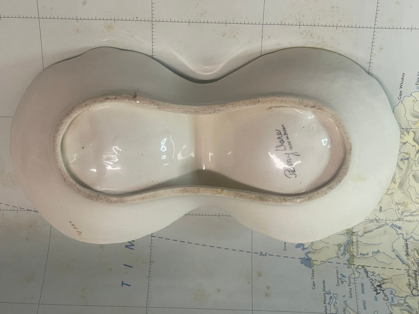 Vintage Japanese Peony Ware Double Floral Dish (c.1940s–50s)