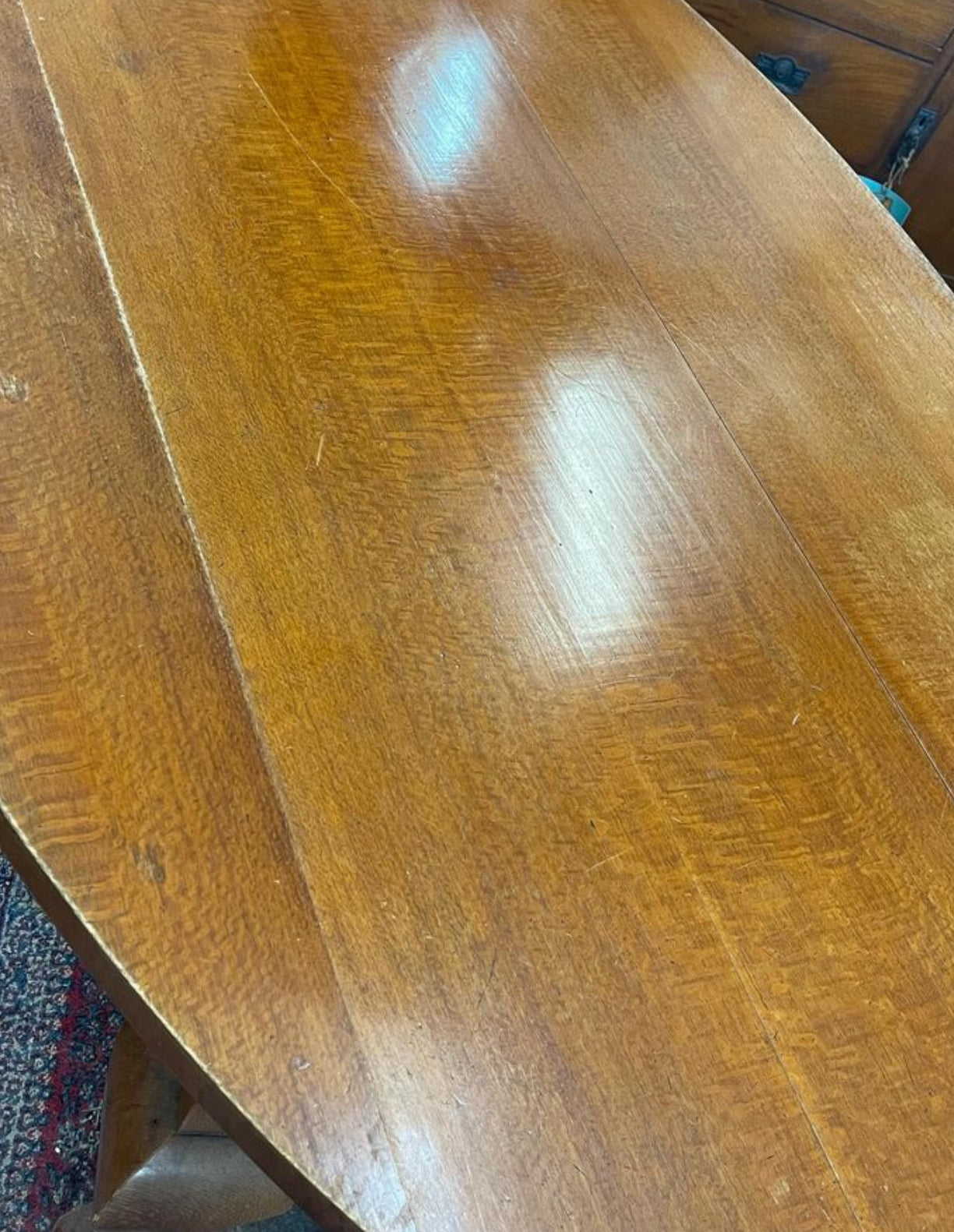 Antique 1920s Oval Silky Oak timber table