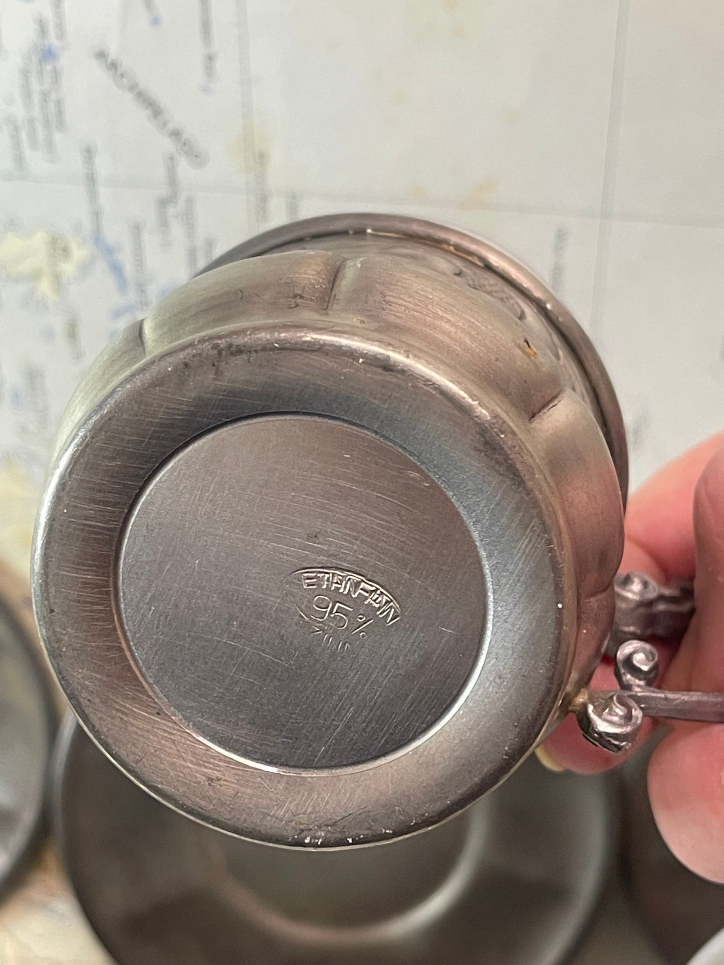 Vintage Rosenthal Demitasse Set with Pewter Holders — Set of Six (c.1950s–70s)
