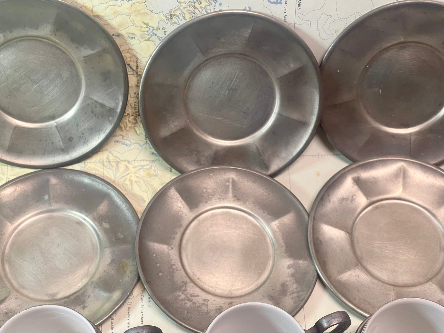 Vintage Rosenthal Demitasse Set with Pewter Holders — Set of Six (c.1950s–70s)