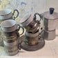 Vintage Rosenthal Demitasse Set with Pewter Holders — Set of Six (c.1950s–70s)