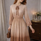 Vintage 1970s Cream & Cocoa Ombré Shirtwaist Dress (Size 10–12)