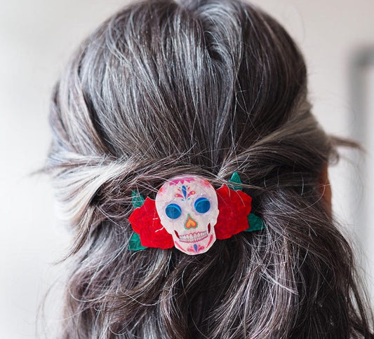 Dia De Los Muertos Hair Clip Barrette (2024) by Erstwilder and Frida Kahlo Corporation