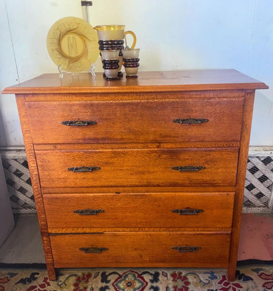 Vintage Silky Oak Timber chest of drawers