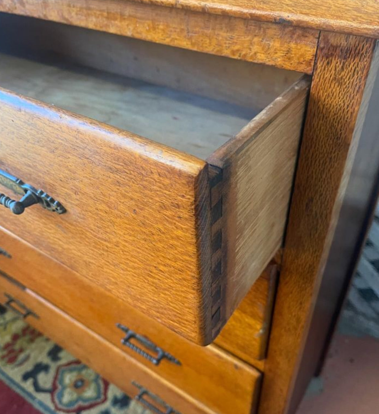 Vintage Silky Oak Timber chest of drawers