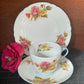 Vintage 1950s white/blue Shelley Fine Bone china trio Begonias