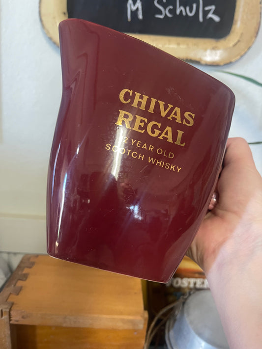 Vintage 80s Chivas Regal Whisky Water Jug maroon Wade Green Stamp