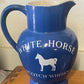 Vintage White Horse Scotch Whiskey Blue Water Jug