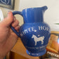 Vintage White Horse Scotch Whiskey Blue Water Jug