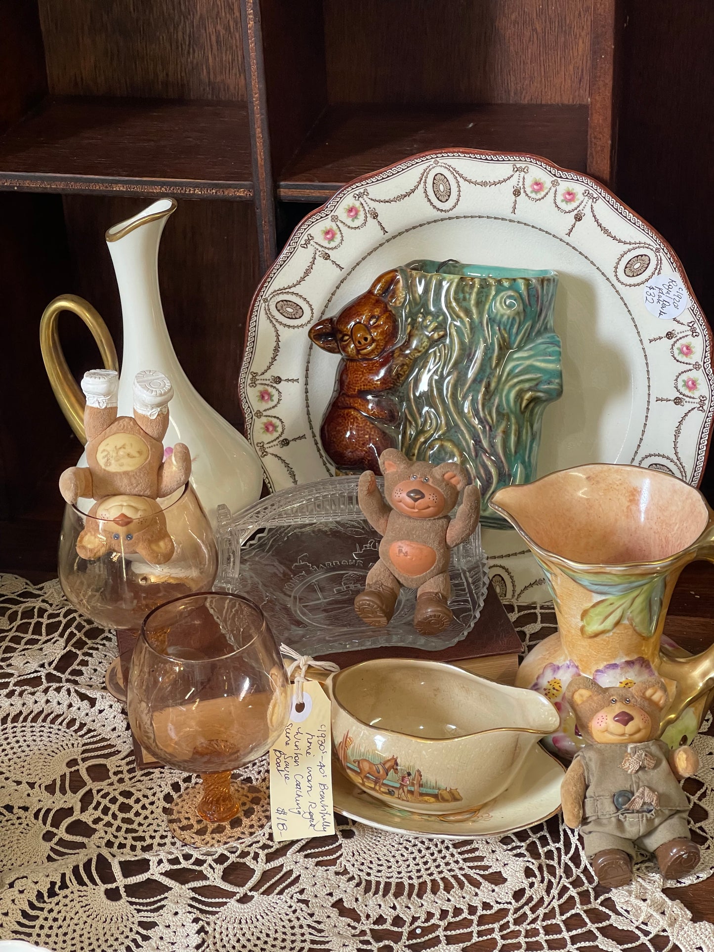 Royal Winton “A” Series Hand-Painted Small Gravy Boat with Underplate (1930s–40s)